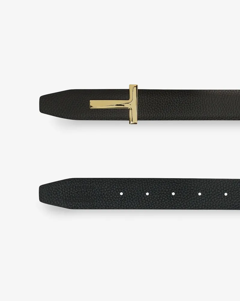 Tom Ford Men's Reversible Hammered Leather Belt Brown Black