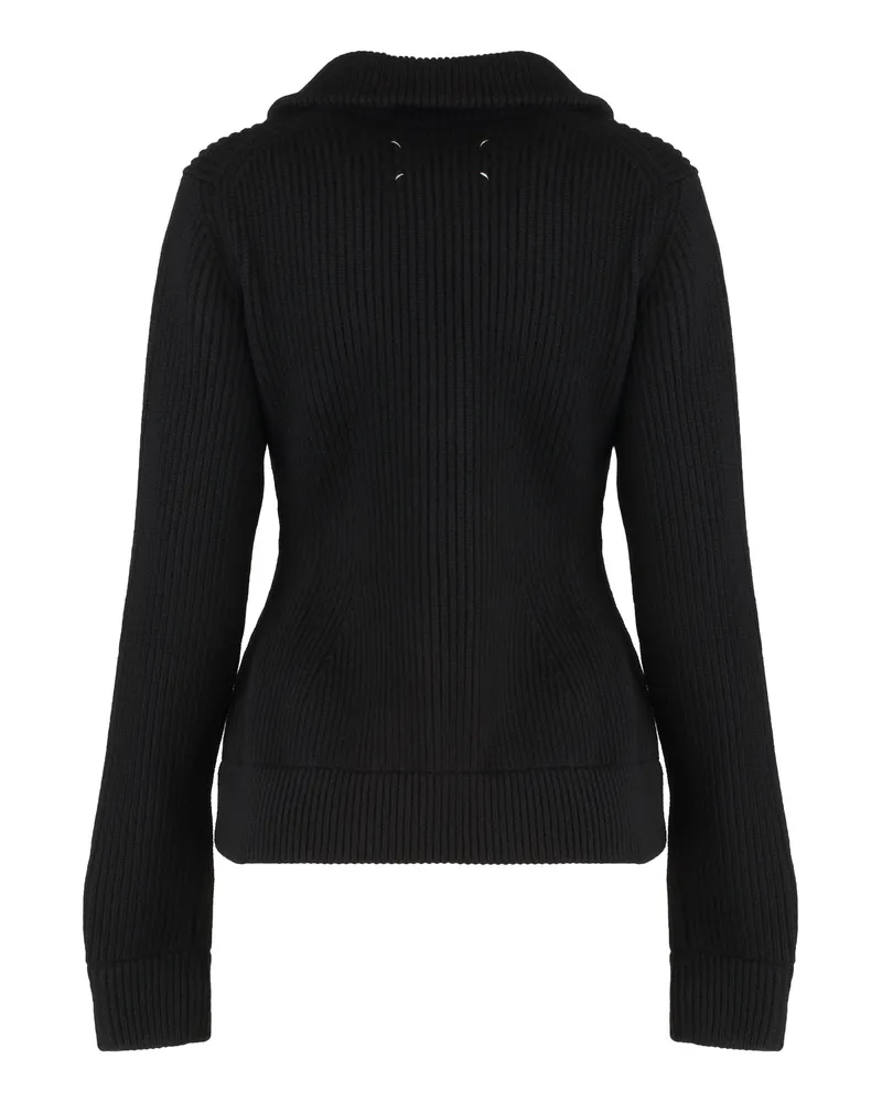 Maison Margiela Women's Cardigan With Zip Black Virgin Wool Cardigans Sweater Black