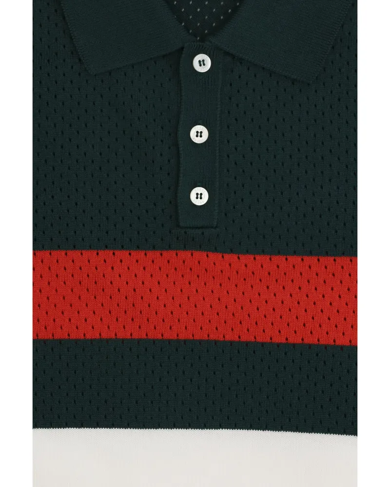Gucci Striped Knit Polo Shirt — Multicolor Multicolor