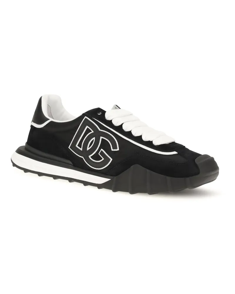 Dolce & Gabbana DG Logo Leather Sneakers — Black Black