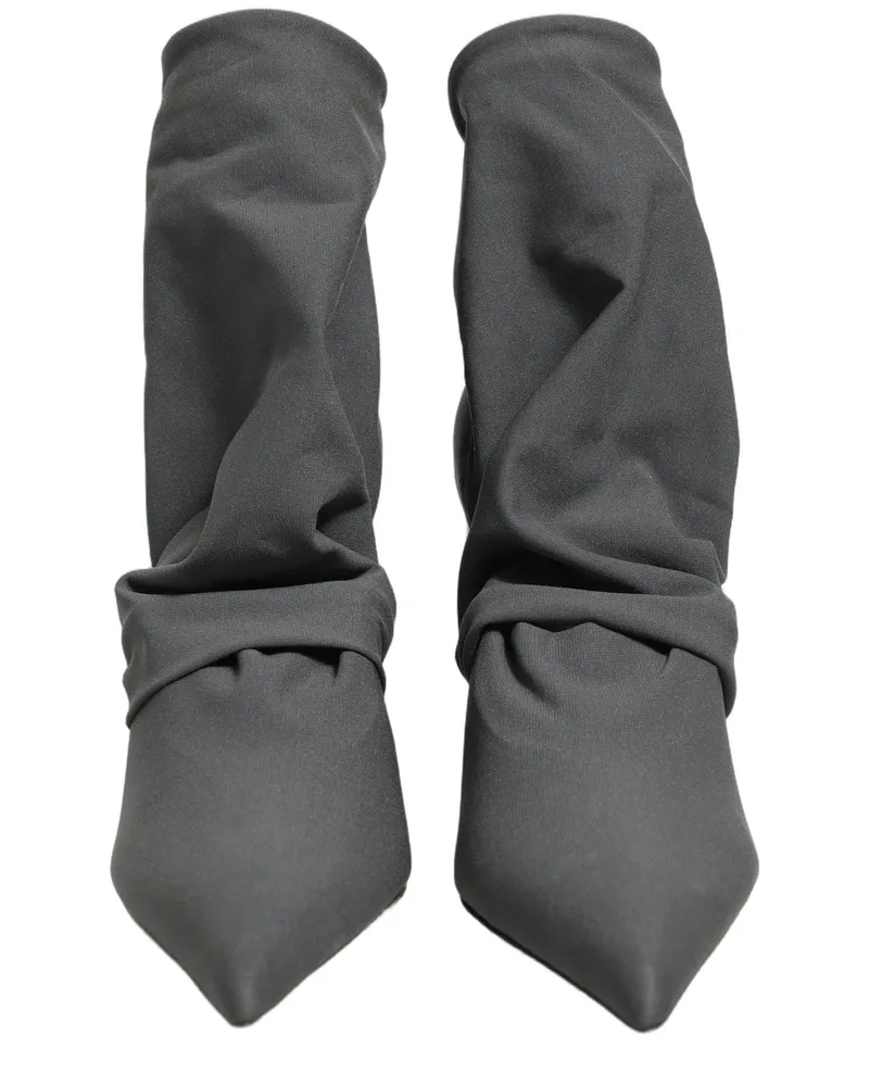 Dolce & Gabbana Women's Gray Stretch Socks Heels Ankle Boots Shoes Gray
