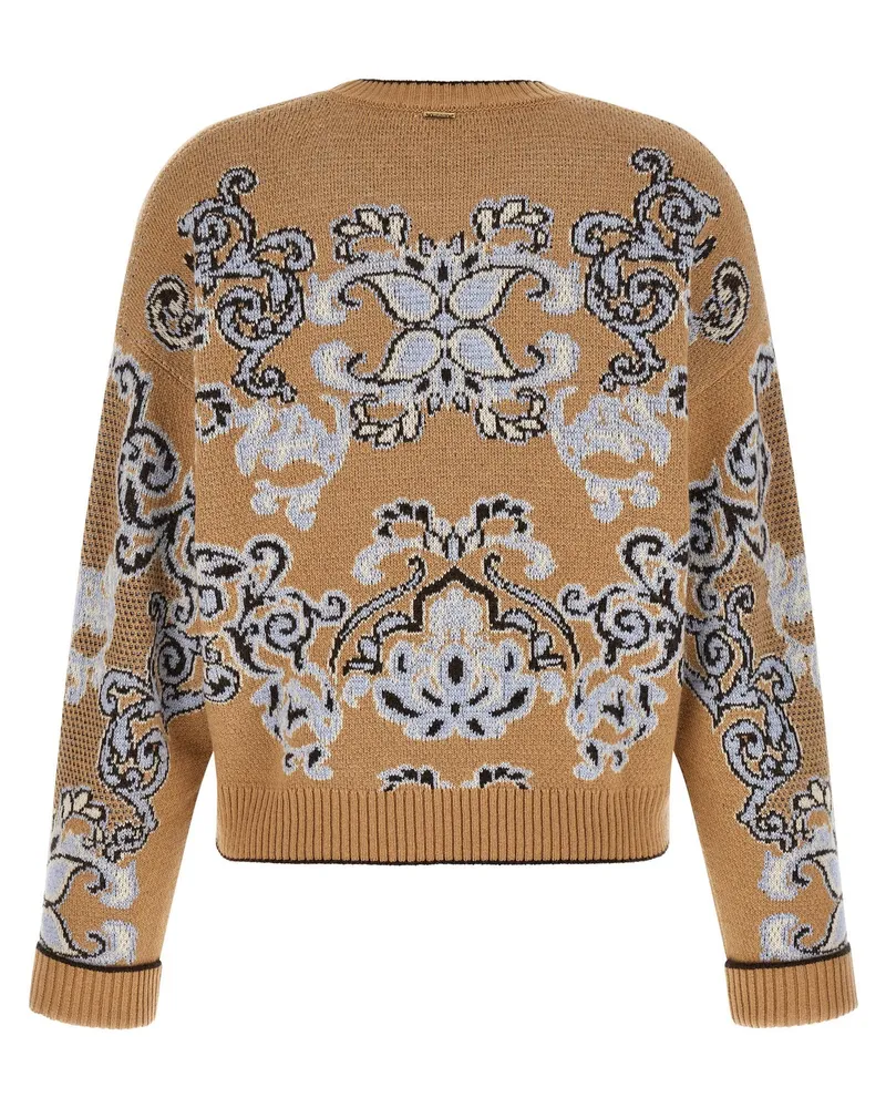 Twin-Set Jacquard Tapestry Wool Blend Sweater — Tan Tan