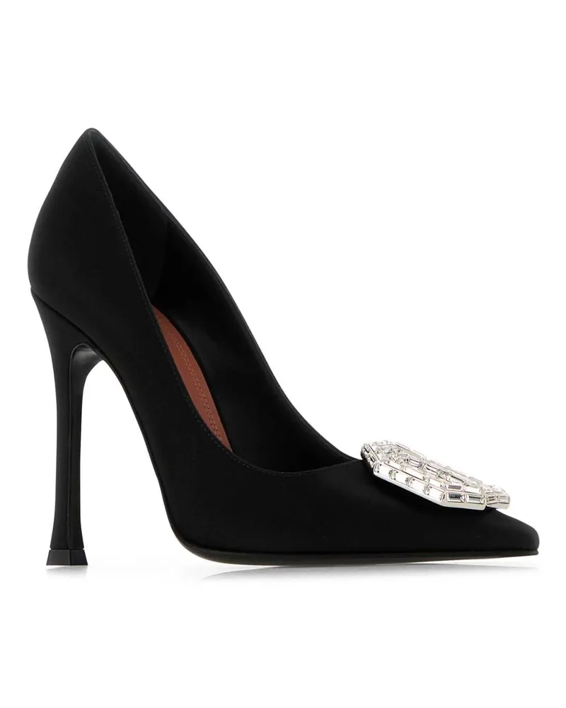 Amina Muaddi Cameliapump105 Satblawhibu Satinblackwhitebuckle Scarpe Con Tacco High Heel Shoes Black