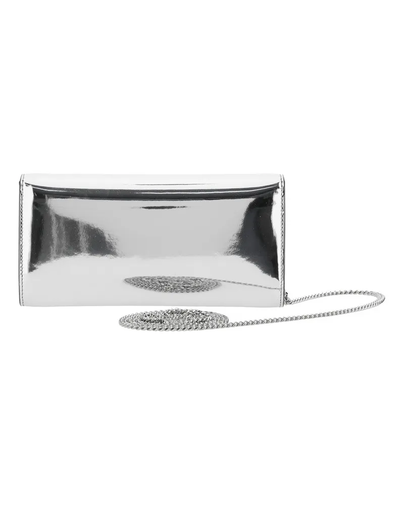 Jimmy Choo Women's Clutch Emmie Metallic Leather And Fabric Blend Bags Silver
