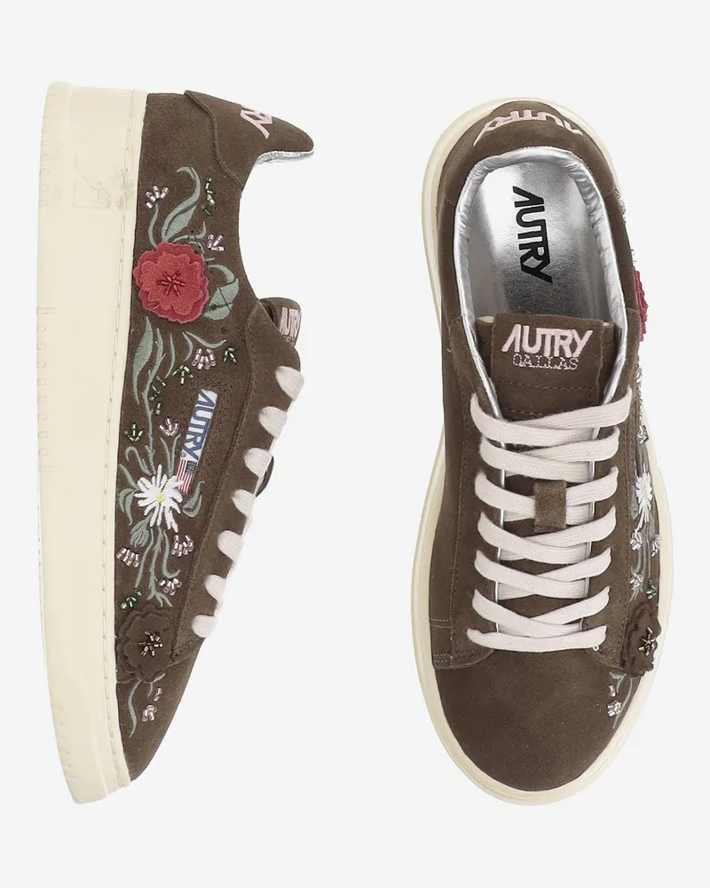 AUTRY Dallas Low Womens Sneakers Brown Suede Leather Trainers Brown