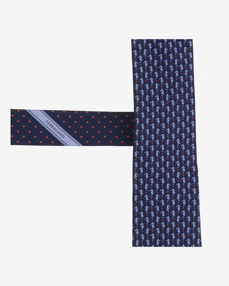 Ferragamo Men's Silk Tie Blue Ties & Bow Navy
