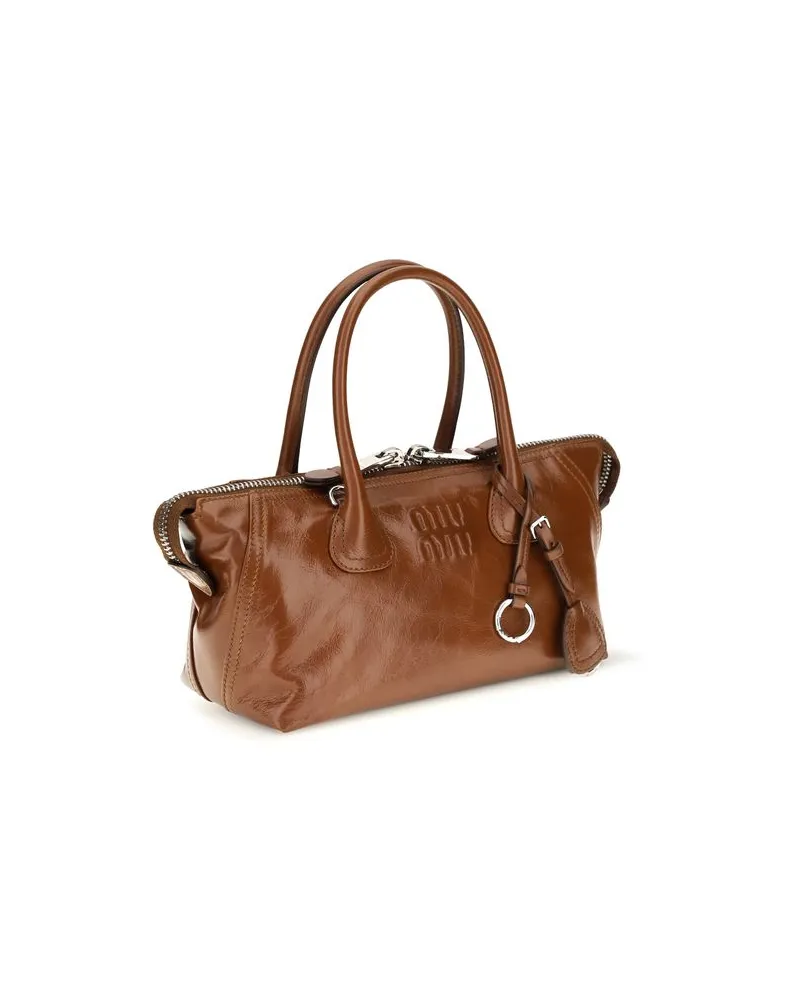 Miu Miu Women's Brown Calf Leather Bos Taurus Handbag Bag Brown