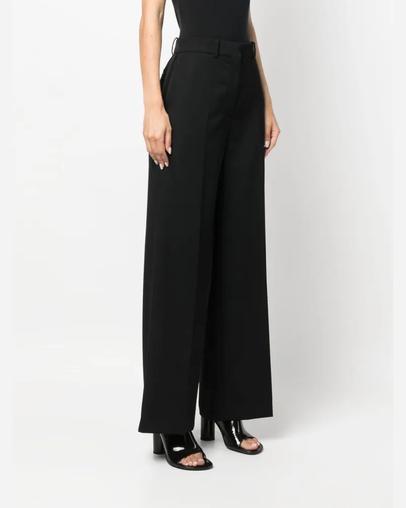 Lanvin Wide-Leg Wool Trousers — Black Black