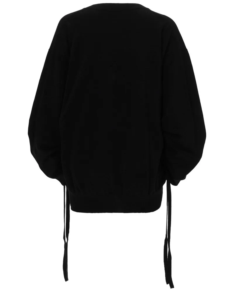 NUDE V-Neck Cotton Sweater — Black Black