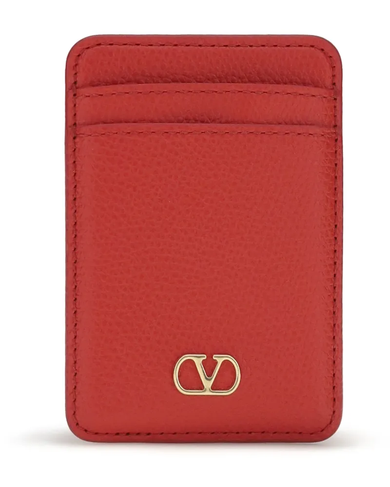 Valentino Garavani VLogo Signature Magnetic Closure Card Holder — Red Red