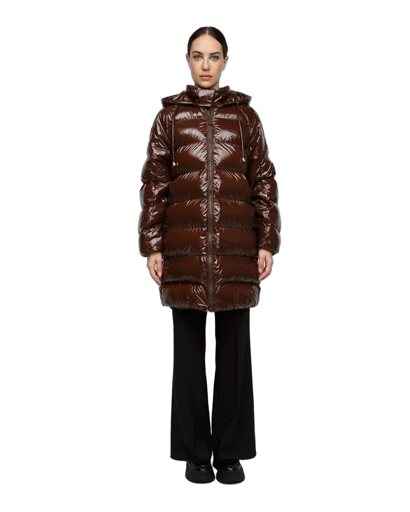 Pinko Women Winter Jacket Brown Polyamide Apparel Outwear Brown