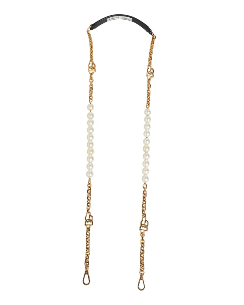 Dolce & Gabbana Pearl and Chain Shoulder Strap — Gold Gold