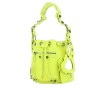 Neon Lamb Leather Bucket Bag — Yellow