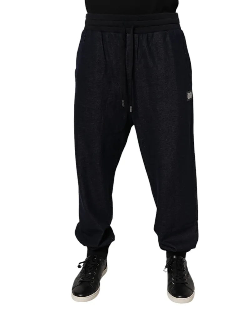 Dolce & Gabbana Men's Black Jacquard Cotton Jogger Sweatpants Pants Elastane Black