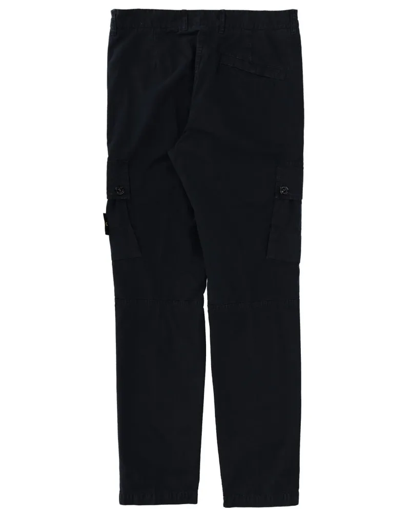 Stone Island Logo Patch Cotton Cargo Pants — Blue Blue