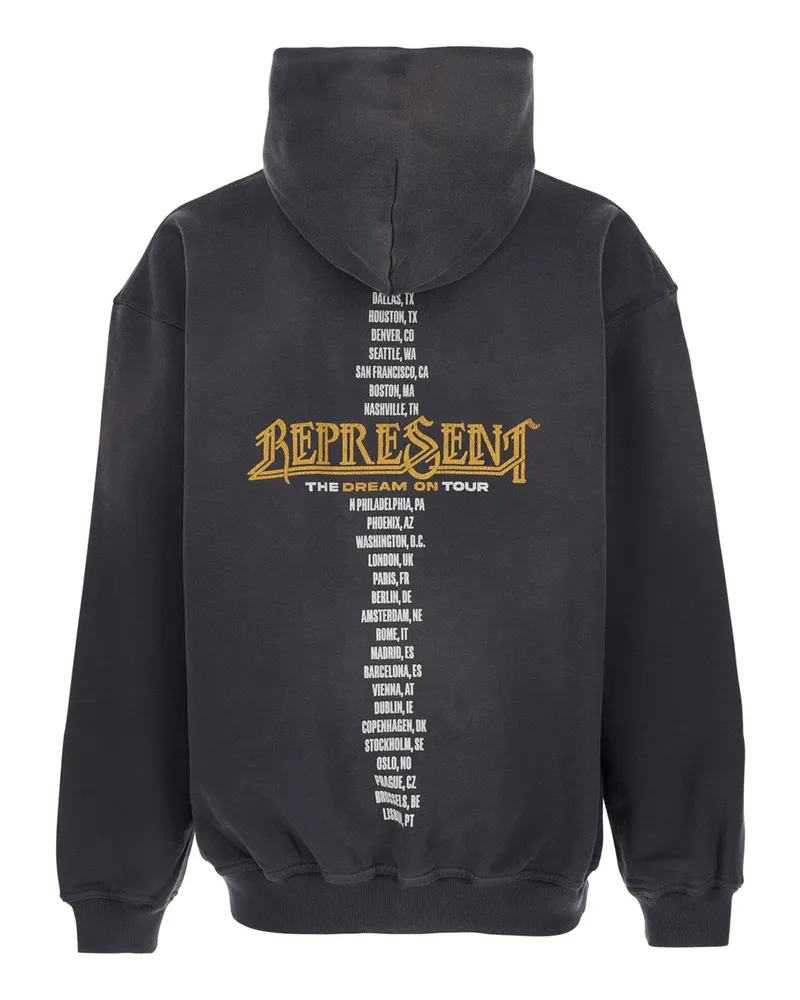 REPRESENT Men's Sweatshirt With Graphic Print, Grey Cotton Sweatshirts Sweater Gray
