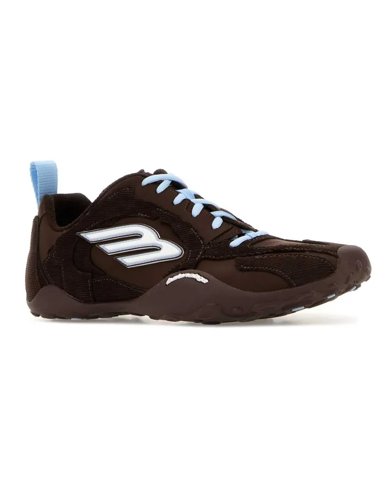 Balenciaga Women's Brown Canvas And Corduroy Monday Ultra Sneakers Brwn-Wht-L Blue-Beig Brwn/wht/l Blue/beig Brown