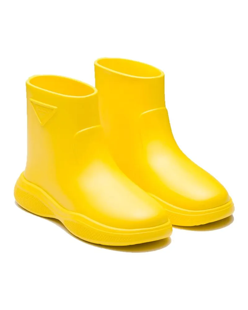 Prada Women's Bicolor Rubber Rain Boots Yellow