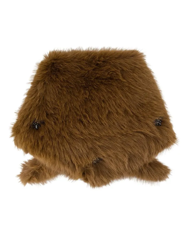 Simone Rocha Faux Fur Neckerchief Scarf — Brown Brown