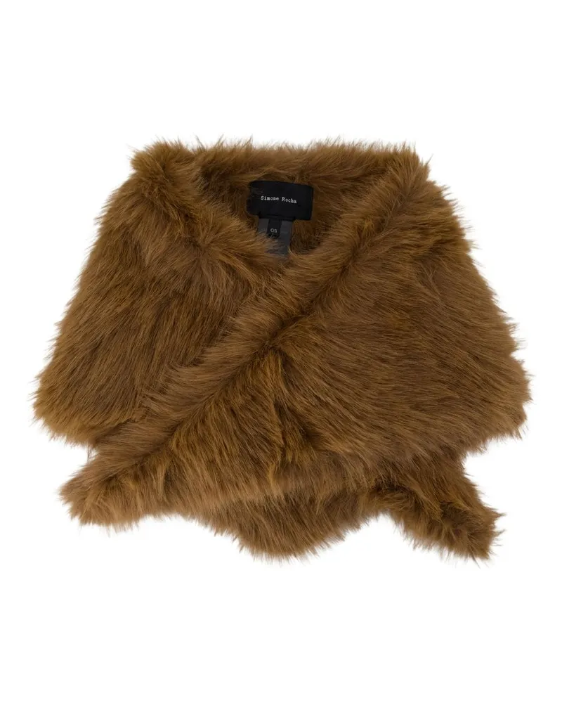 Simone Rocha Faux Fur Neckerchief Scarf — Brown Brown