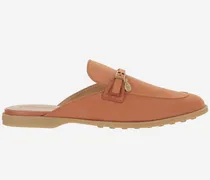 Nubuck Leather Mule — Orange