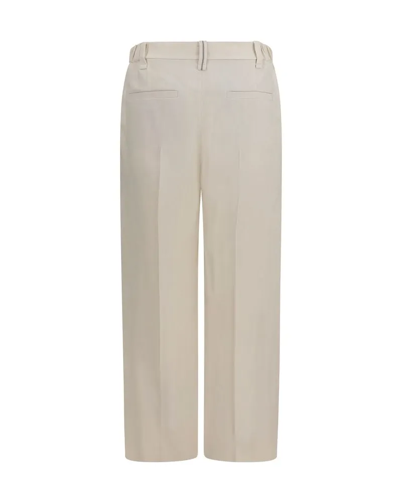 Brunello Cucinelli Women's Beige Viscose Casual Pants Beige