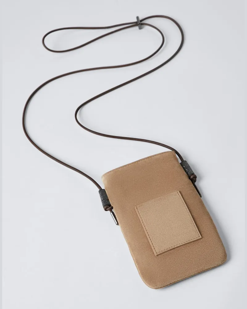 Brunello Cucinelli Suede Crossbody Bag — Brown Brown