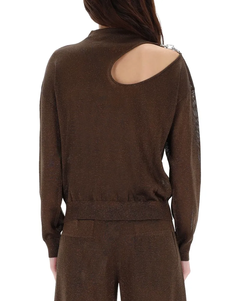 Circus Hotel Cut-Out Viscose Blouse — Brown Brown
