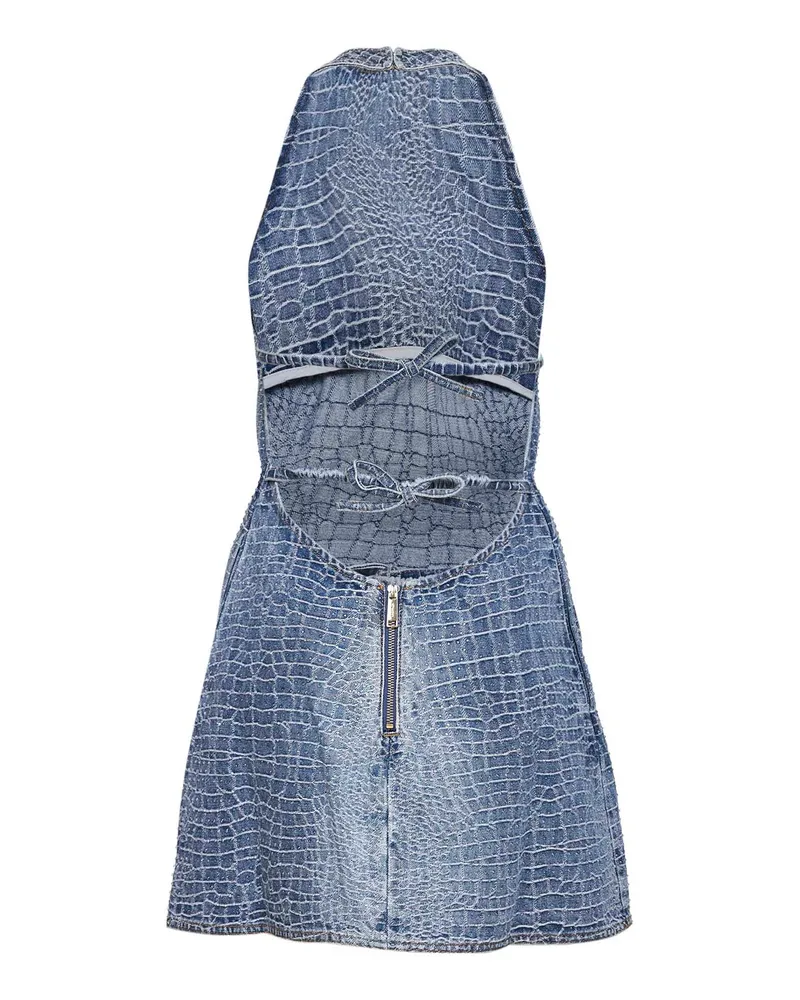 Self-Portrait Women's Mini Denim Dress Blue Cotton Evening Suits Blue