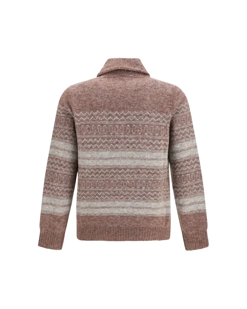 Brunello Cucinelli Men's Bordeaux Alpaca Vicugna Pacos Cardigan Clothing Brown