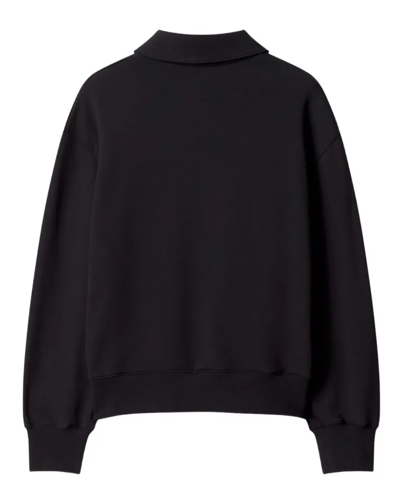 Kitsuné Fox-Embroidered Cotton Sweatshirt — Black Black