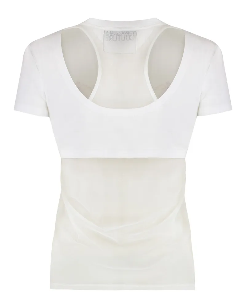 Versace Jeans Women's Versace Logo Print T-Shirt White Cotton T-Shirts & Jerseys White