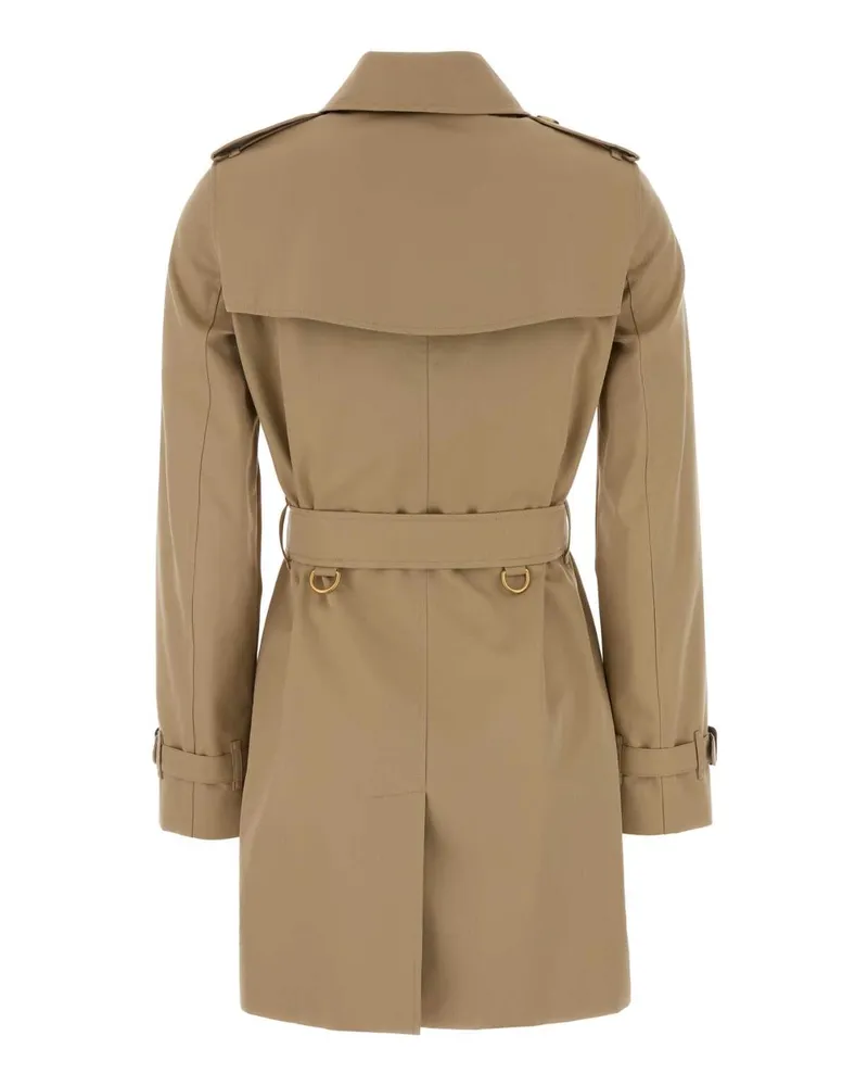 Burberry Women's Beige Gabardine Heritage Kensington Trench Coat Honey Beige