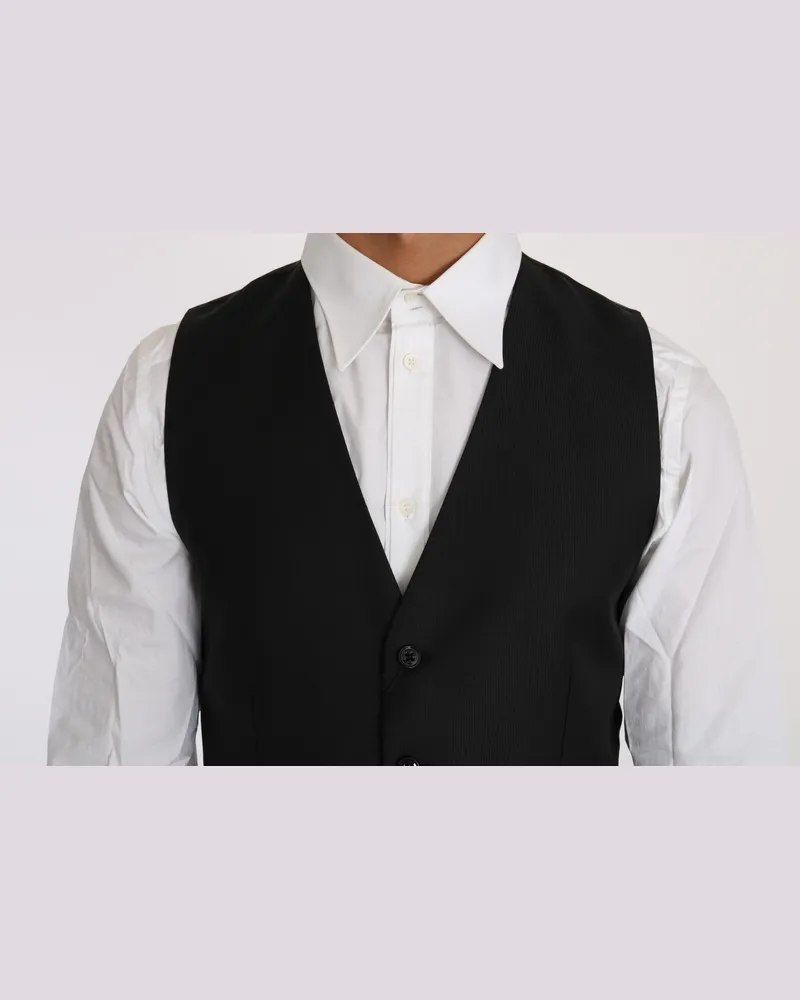 Dolce & Gabbana Wool Silk Blend Vest — Black Black