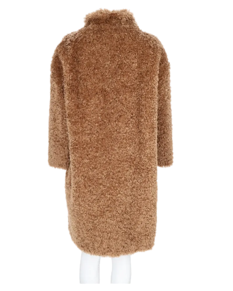 Herno Teddy Curly Faux-Fur Coat — Beige Beige