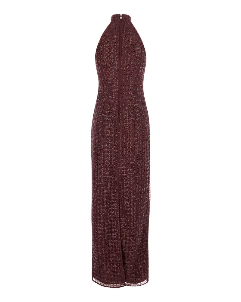 ROTATE Birger Christensen Women's Dress Halterneck Sequin Burgundy Polyester Burgundy