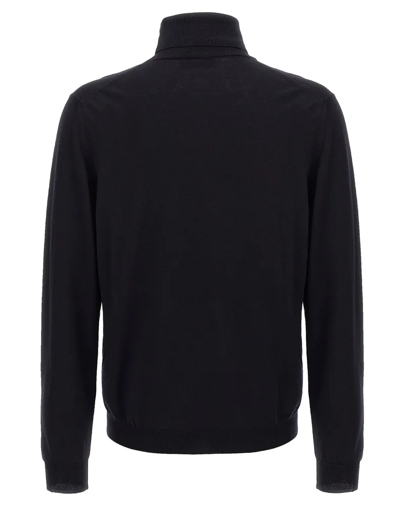 Zanone Wool Turtleneck Sweater — Black Black