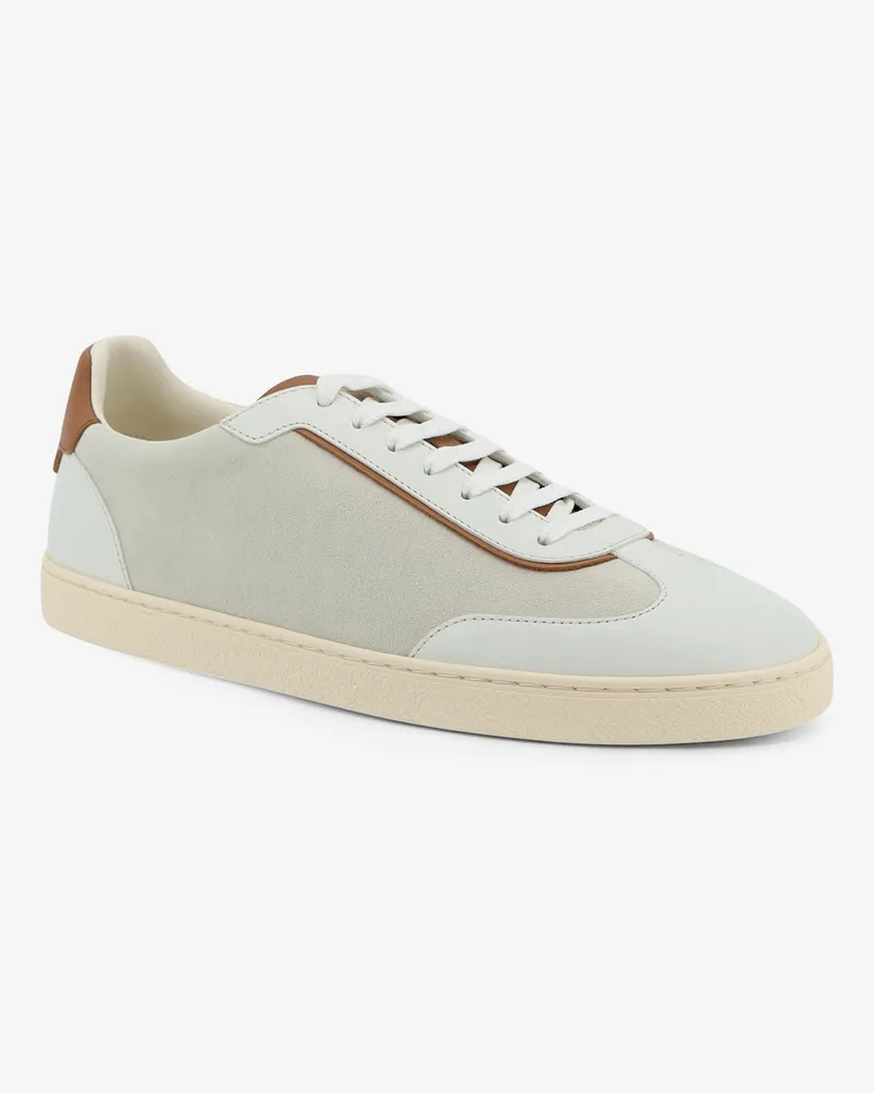 Brunello Cucinelli Men's Sneakers Low-Top Suede And Leather White Suede-Leather Trainers Suede/leather White