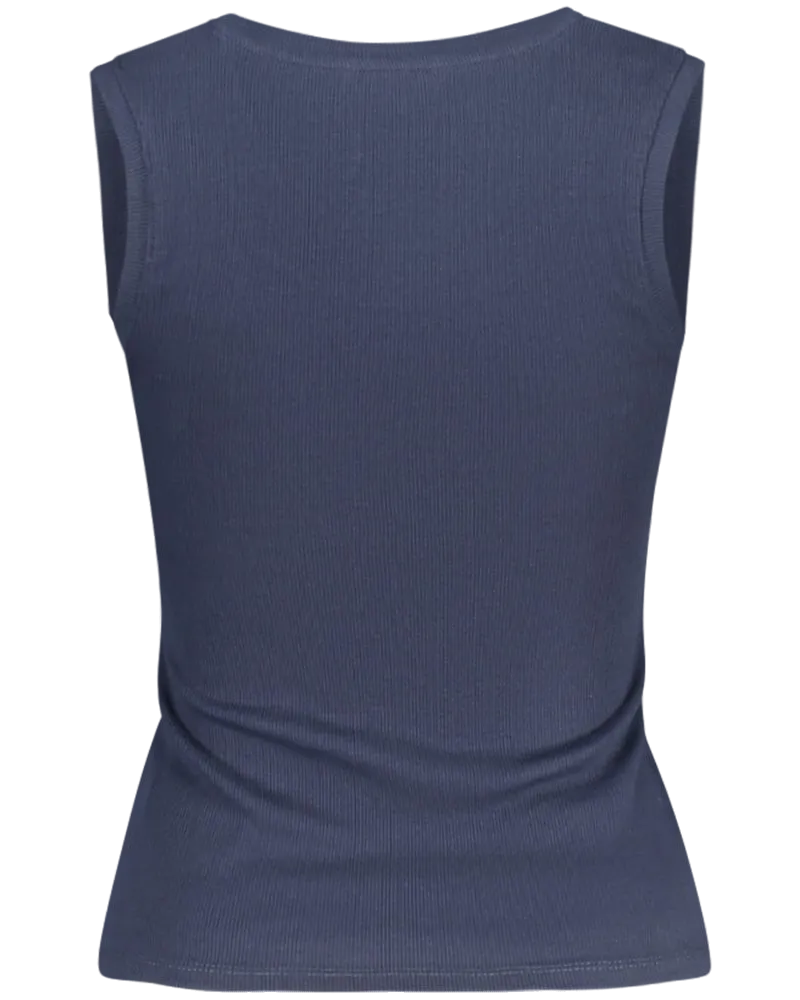 Tommy Hilfiger Logo-Embroidered Cotton Tank Top — Blue Blue