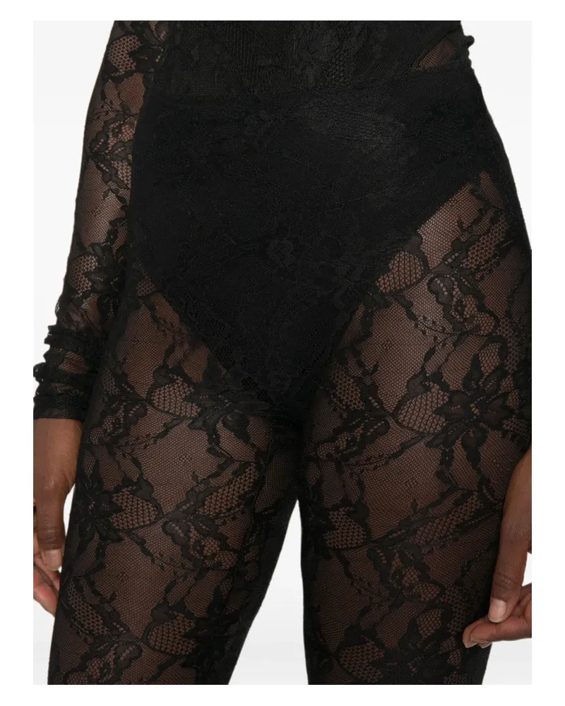 ANDAMANE Floral Lace Leggings — Black Black