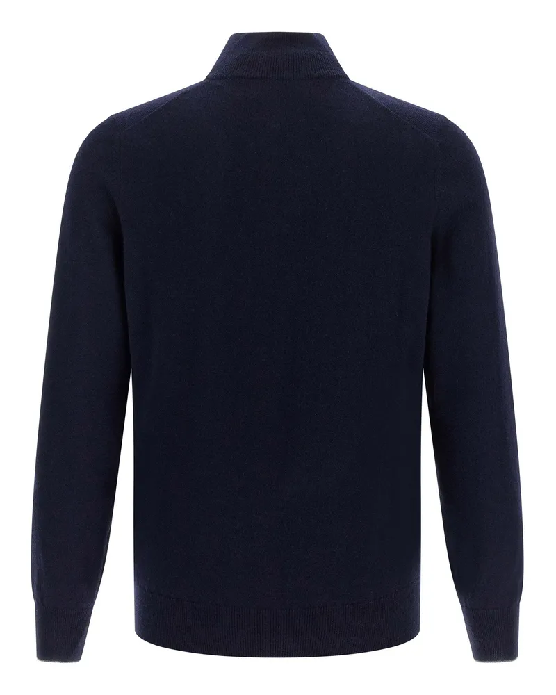Brunello Cucinelli Half-Zip Cashmere Sweater — Navy Navy