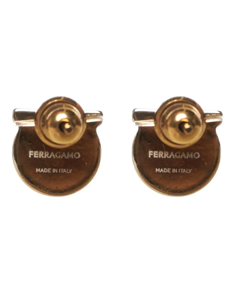 Ferragamo Women's Earrings Gancini Pearl Gold-Tone Glass Fibre Gold