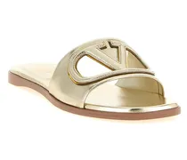 Women's Gold Calfskin Slides Shoe