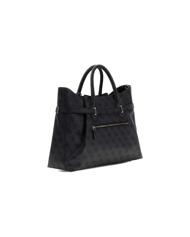 Guess Women's Satchel Bag Coal Logo Polyurethane - Satchel-Bags Black