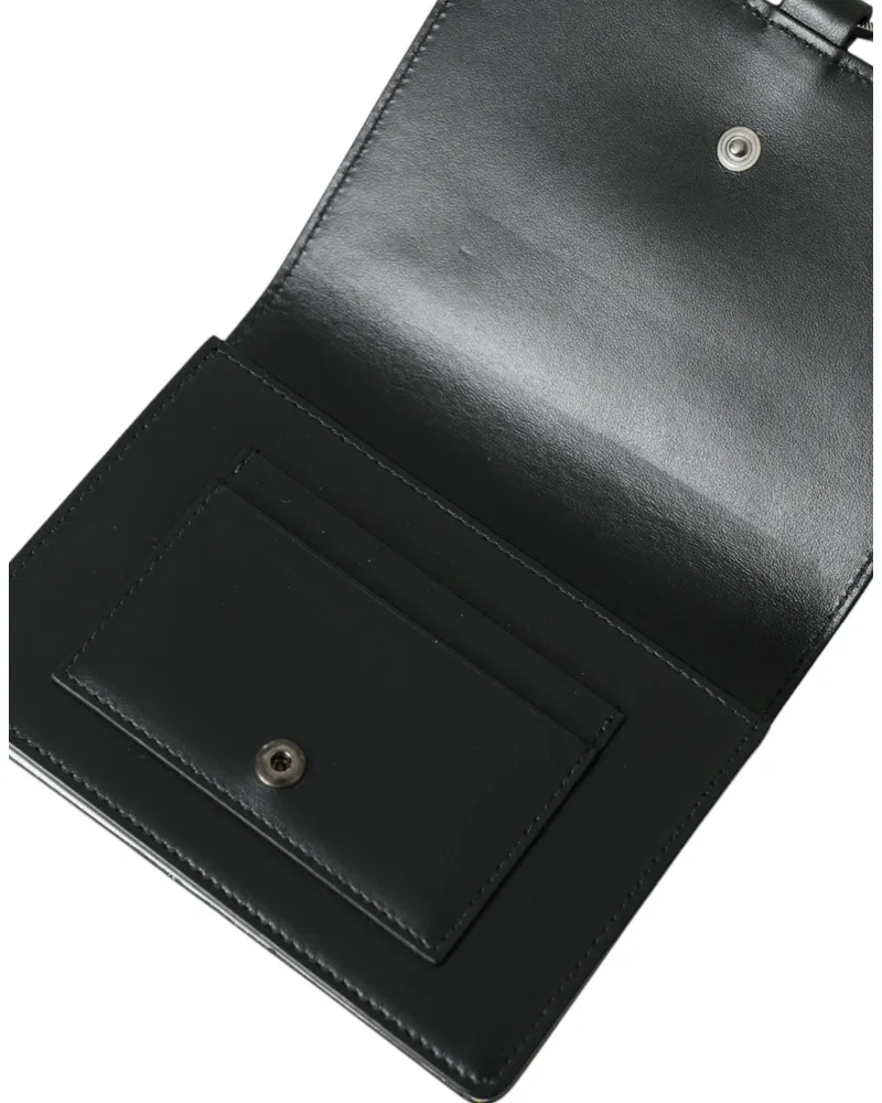 Dolce & Gabbana Women's Crystal-Embellished Calf Leather Card Case Black Brass Cases Black