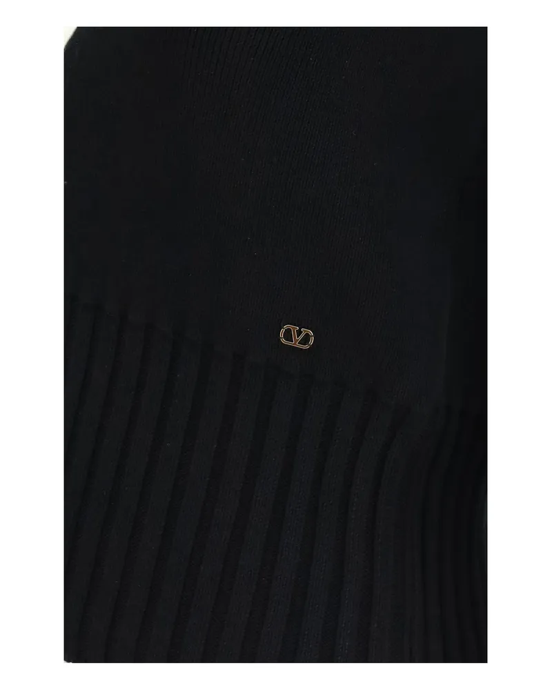 Valentino Garavani Women's V-Neck Cardigan Black-Milk Foam Cotton Black/milk Sweater Black