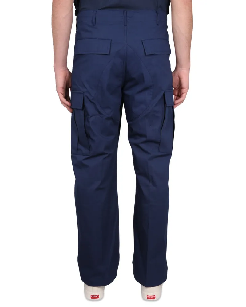 Kenzo Cotton Cargo Pants — Blue Blue