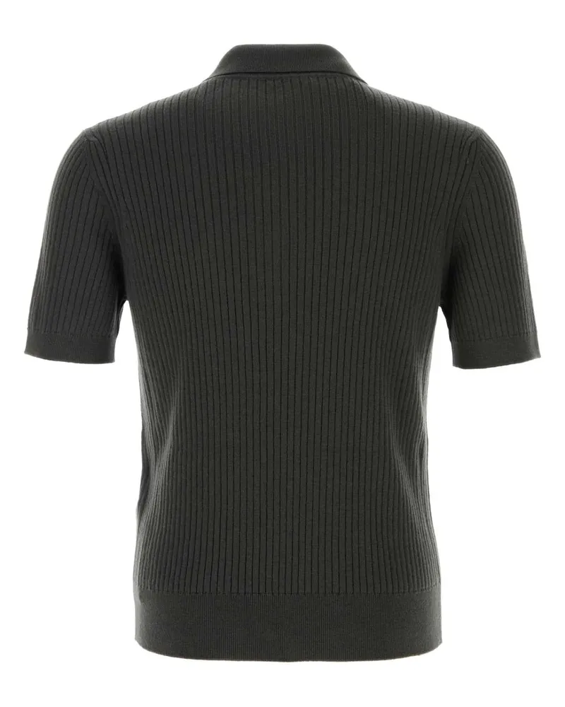 Gucci Men's Dark Grey Wool Blend Polo Shirt Militarygreengreen Exterior: Cashmere Green
