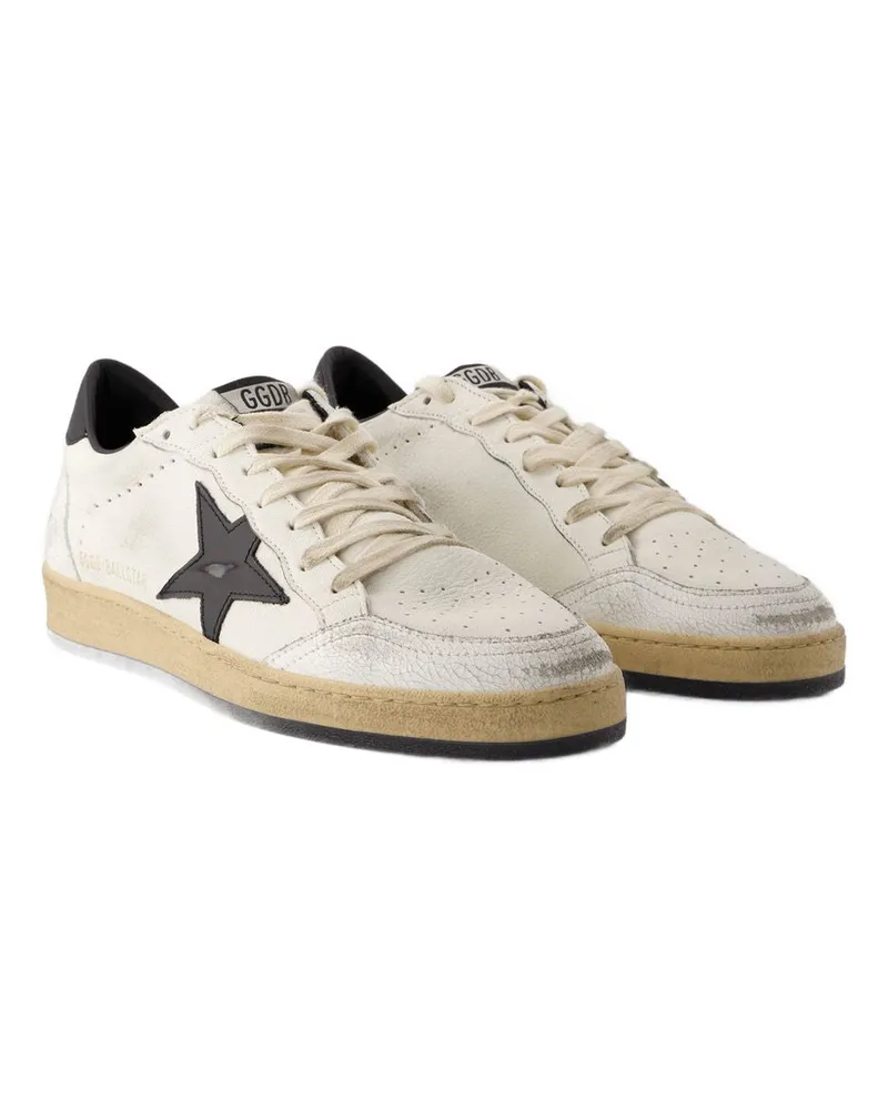 Golden Goose Men's Ball Star Sneakers - Golden Goose Leather White- Black Calfskin Shoes White