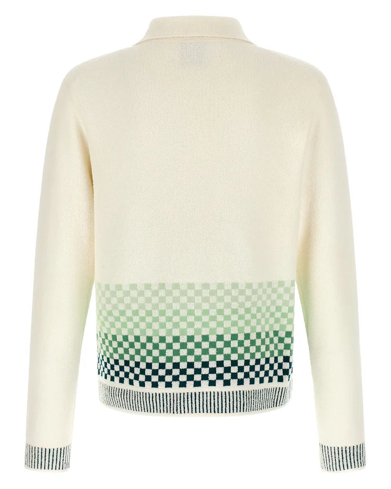 Casablanca Paris Gradient Checkered Cotton Polo Shirt Bicolor